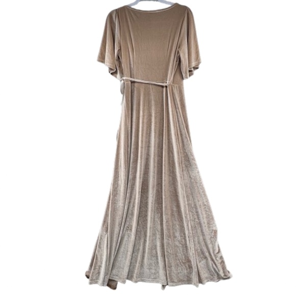 Baltic Born Champagne Velvet Wrap Maxi Dress Small Short Sleeve - Picture 5 of 16